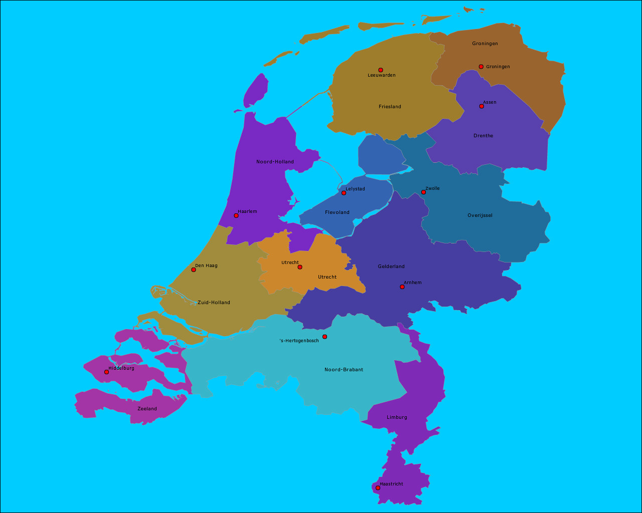 Topografie Provincies Van Nederland En Hoofdsteden | Www.Topomania.Net