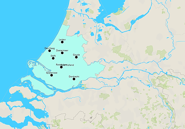 Topografie Zuid-Holland plaatsen | www.topomania.net