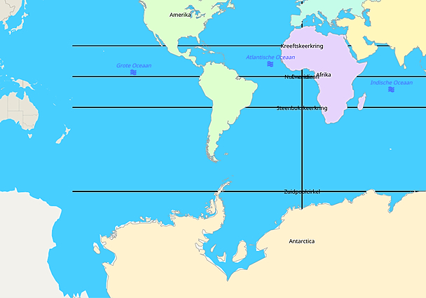 Geography oceanen, werelddelen en lengte- en breedtelijnen | www ...