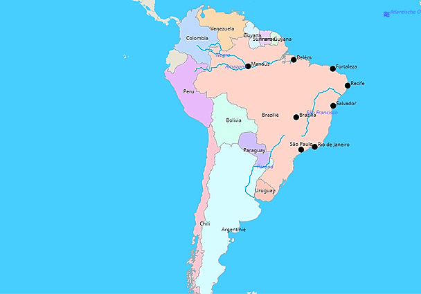 Topografie Zuid-Amerika bekende steden landen en wateren | www