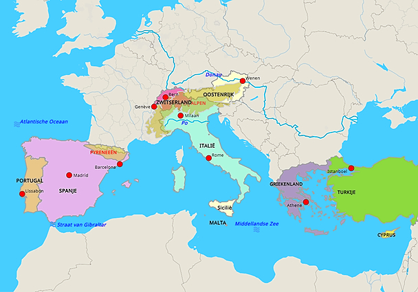 Topografie Zuid-Europa thema 2 wereldzaken groep 7 | www.topomania.net