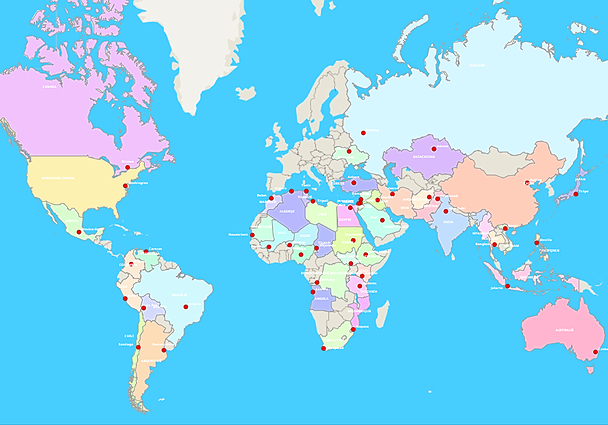 Topografie BuiteNLand Wereld landen en hoofdsteden | www.topomania.net
