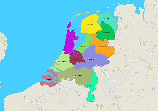 Topografie Provincies Nederland | www.topomania.net