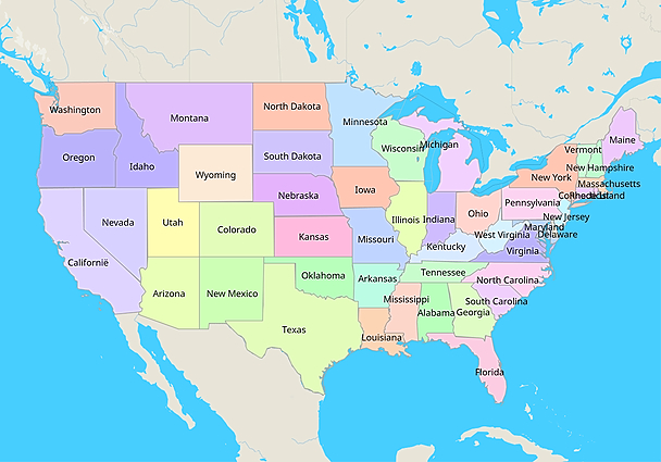 Topografie Staten van Amerika zonder Alaska en Hawaii | www.topomania.net