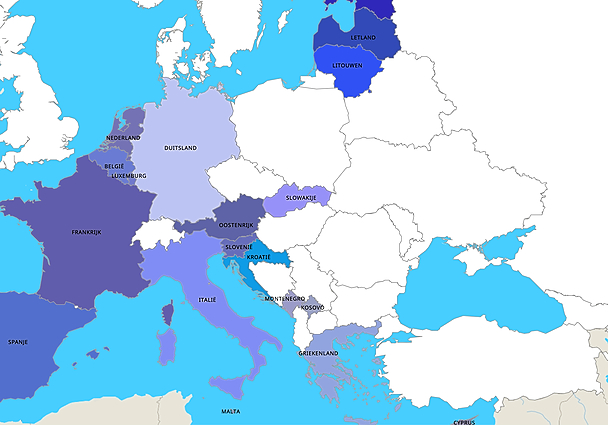 Topografie Landen die met de Euro betalen | www.topomania.net