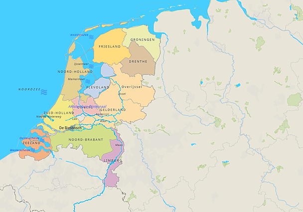 Topografie Grote rivieren en wateren van Nederland - 1HV | www