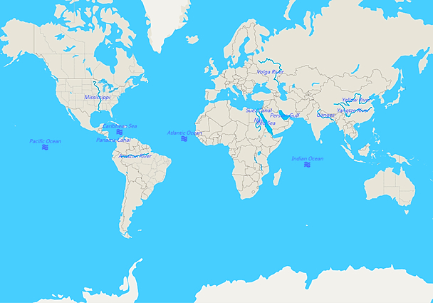 Topografie rivers, oceans, waterways world | www.topomania.net